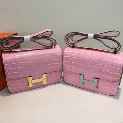 Hermes Constance Bolsa Croco Cuero H9978C Rosa
