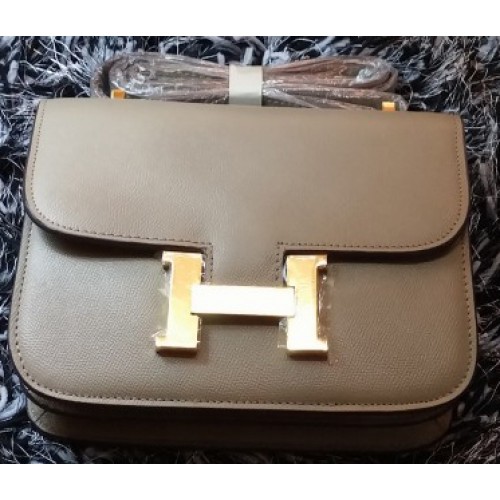 Hermes Constance Bolsa Litchi Cuero H9998 Gris