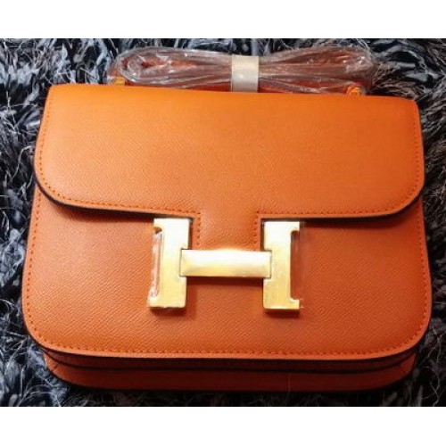 Hermes Constance Bolsa Litchi Cuero H9998 Naranja