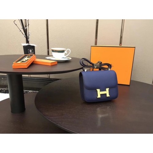 Hermes Constance Bolso Original Piel De Becerro H9910 Azul