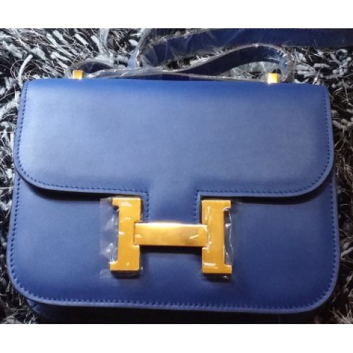 Hermes Constance Bolsa de cuero liso H9998S Royal