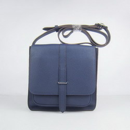Hermes Deep-Blue cuero de vaca bolsas de mensajero H2811