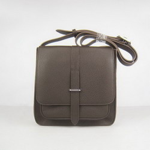 Hermes Deep-Coffee cuero de vaca bolsas de mensajero H2811