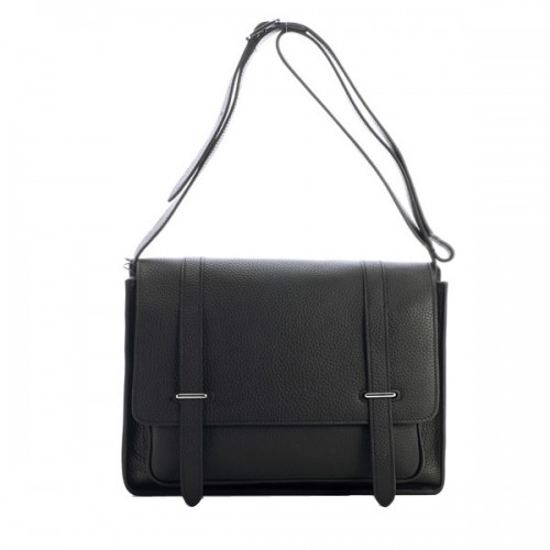 Hermes Etriviere Messenger Bag Granulado Cuero H1069 Negro