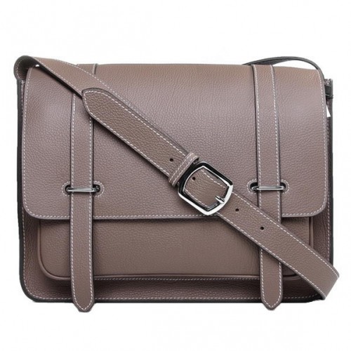 Hermes Etriviere Messenger Bag Togo Cuero H1069 Gris