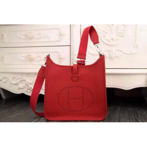 Hermes Evelyne 28cm Messenger Bag Cuero Original H1188 Rojo