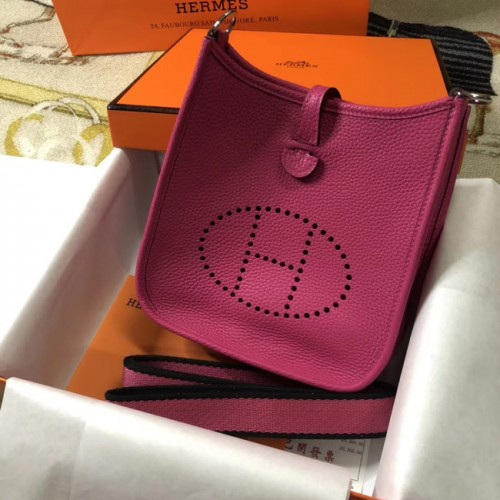 Hermes Evelyne mini 17cm Bandolera de piel de becerro original H1187 rosa