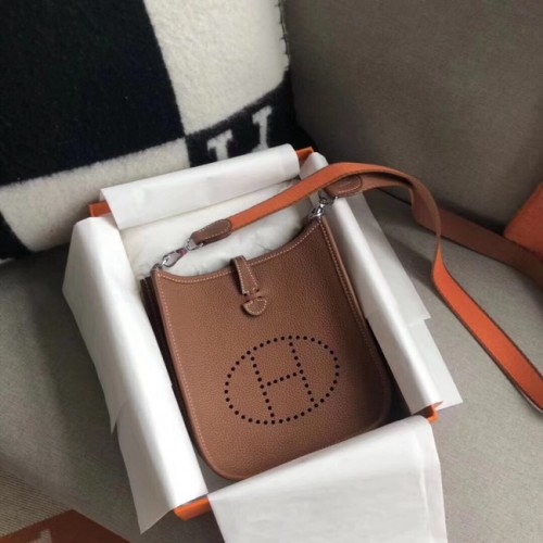 Hermes Evelyne mini bolso de hombro de cuero togo original H15698 Camel