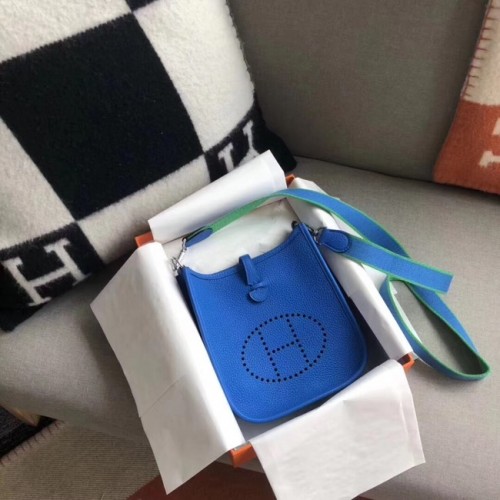Hermes Evelyne original togo cuero mini bolso de hombro H15698 azul