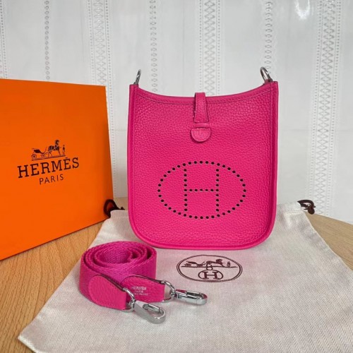 Hermes Evelyne original togo cuero mini bolso de hombro H15698 rosa fuerte