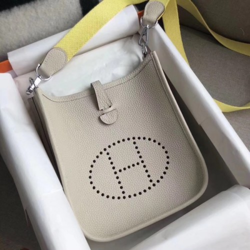 Hermes Evelyne original togo cuero mini bolso de hombro H15698 gris claro