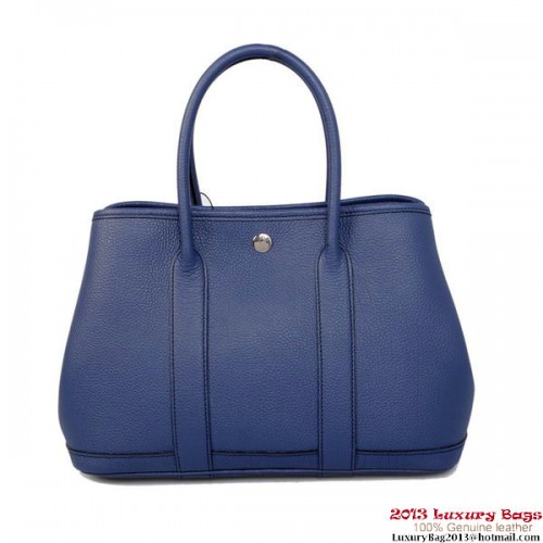 Hermes Garden Party 30CM Bolsa de piel de becerro A1288 Azul