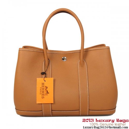 Hermes Garden Party 30CM Bolsa de piel de becerro A1288 Camel
