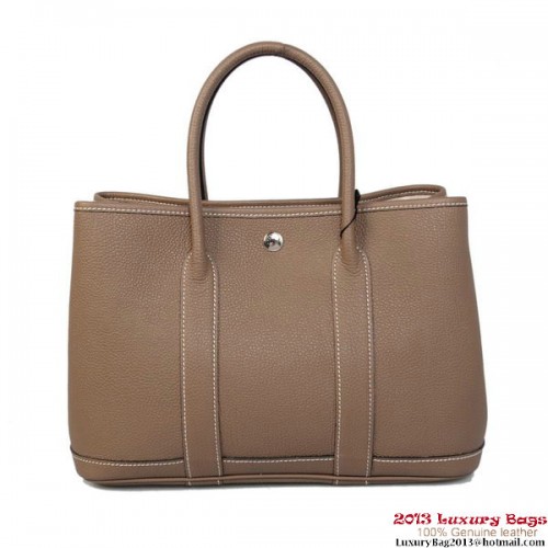 Hermes Garden Party 30CM Bolsa de piel de becerro A1288 Gris