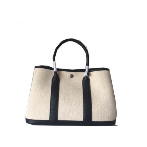 Hermes Garden Party 30CM Bolso Canvas Leather H11S Black&White