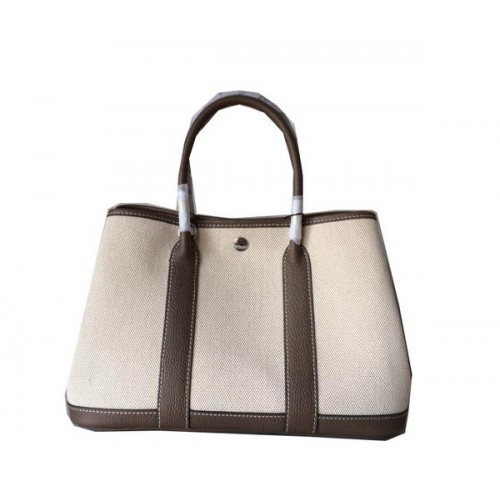 Hermes Garden Party 30CM Bolso Lienzo Cuero H11S Gris