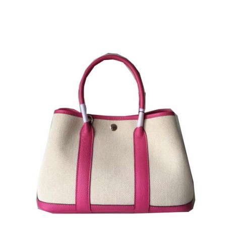 Hermes Garden Party 30CM Bolso Canvas Leather H11S Rosy