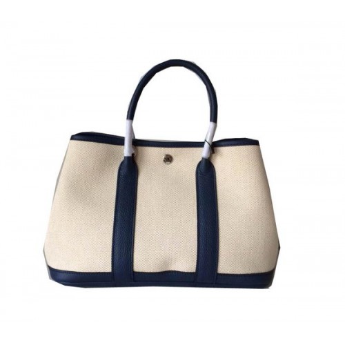 Hermes Garden Party 30CM Bolso Lienzo Cuero H11S Royal