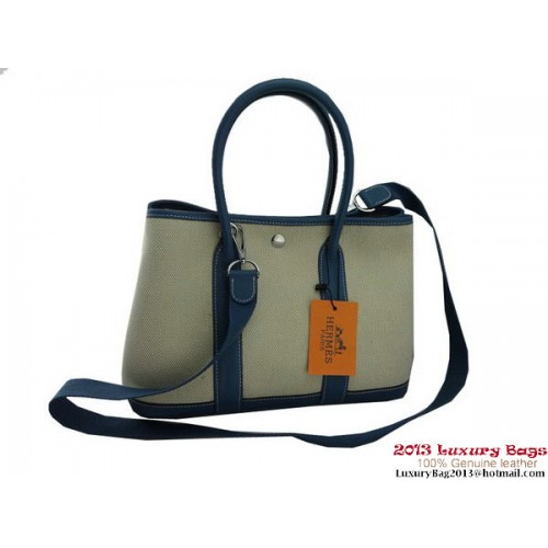 Hermes Garden Party 30CM Bolsa Tela Azul