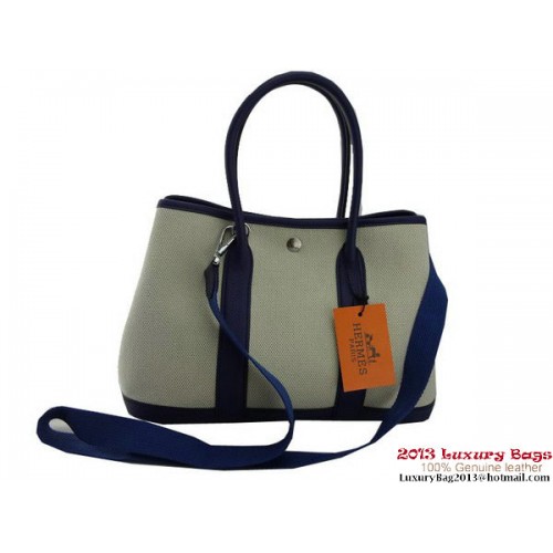 Hermes Garden Party 30CM Bolsa Tela Azul Oscuro