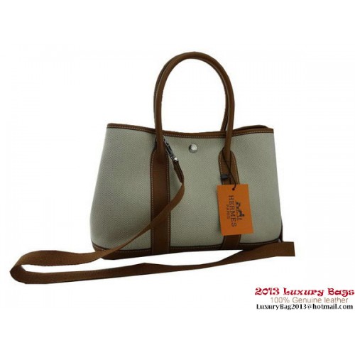 Hermes Garden Party 30CM Bolsa Tela Marrón Claro