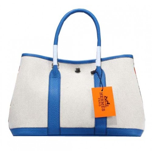 Hermes Garden Party 30cm Tote Bag Lona Azul