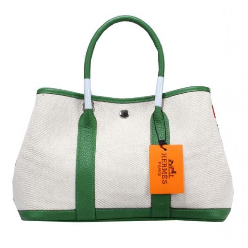 Hermes Garden Party 30cm Tote Bag Lona Verde