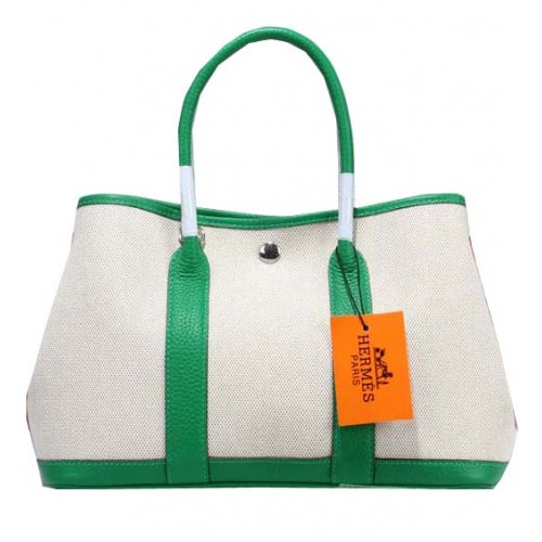 Hermes Garden Party 30cm Tote Bag Lona Verde Claro