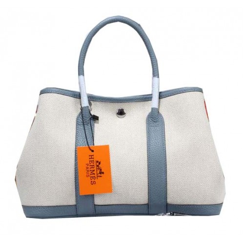 Hermes Garden Party 30cm Tote Bag Lona SkyBlue