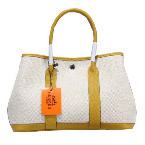 Hermes Garden Party 30cm Tote Bag Canvas Amarillo