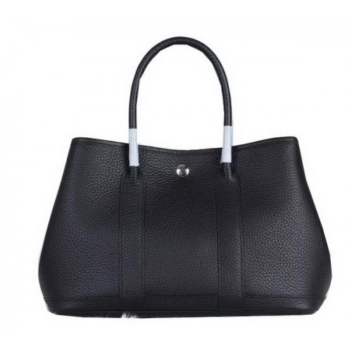 Hermes Garden Party 30cm bolso de mano de cuero granulado negro