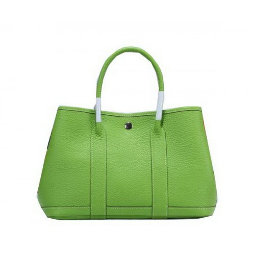Hermes Garden Party 30cm bolso de mano de cuero granulado verde
