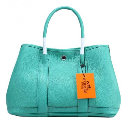 Hermes Garden Party 30cm bolso de mano de cuero granulado verde claro