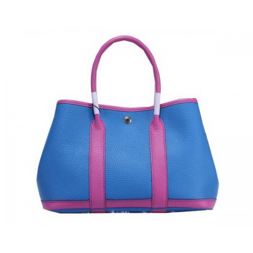 Hermes Garden Party 30cm bolsos tote cuero granulado azul y lavanda