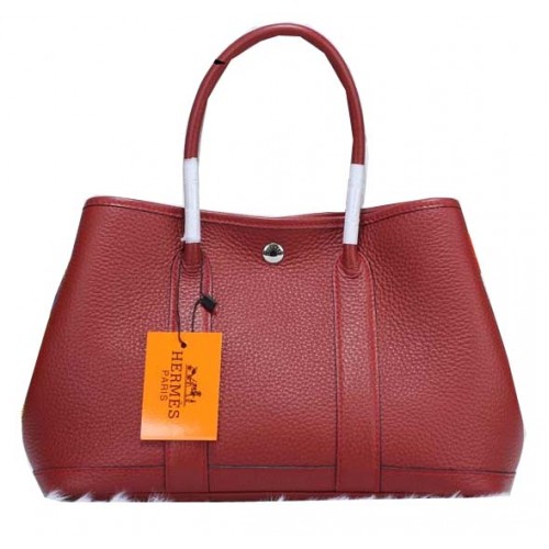 Hermes Garden Party 30cm bolsas de asas de cuero granulado Borgoña