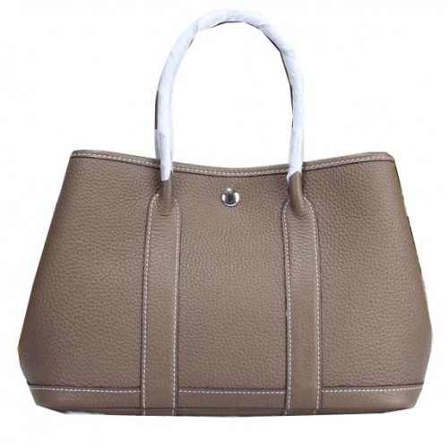 Hermes Garden Party 30cm bolsas de asas de cuero granulado gris