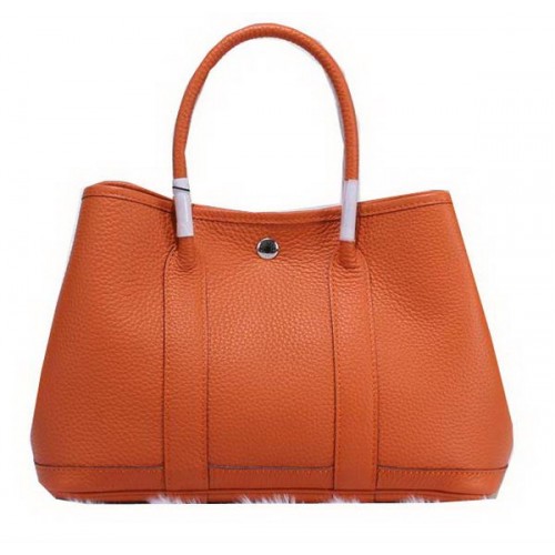 Hermes Garden Party 30cm bolsas de asas de cuero granulado naranja