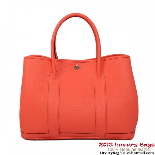 Hermes Garden Party 36CM Bolsa de piel de becerro A1288 rojo claro