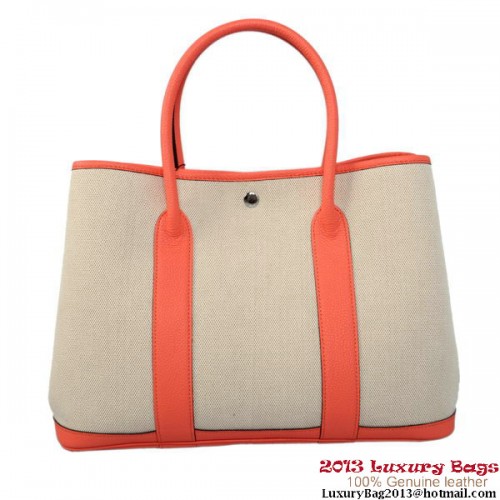 Hermes Garden Party 36CM Bolsa de cuero de lona A1288 rojo claro