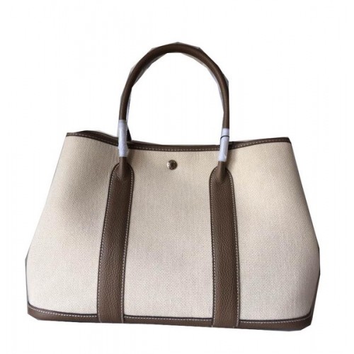 Hermes Garden Party 36CM Bolso Lienzo Cuero H11M Gris