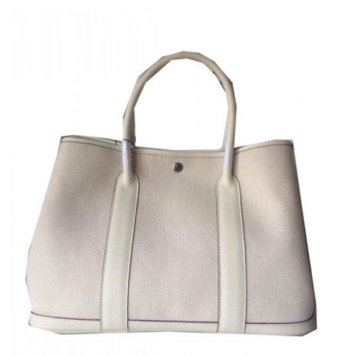 Hermes Garden Party 36CM Bolso Lona Cuero H11M OffWhite