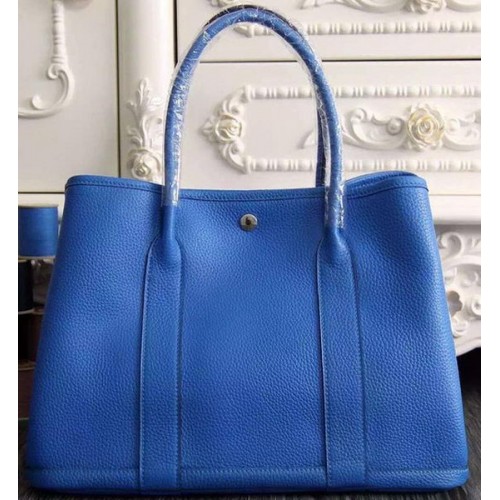 Hermes Garden Party 36cm 30cm Tote Bag Cuero Original Azul