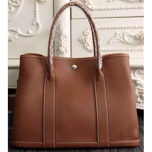 Hermes Garden Party 36cm 30cm Tote Bag Cuero Original Marrón