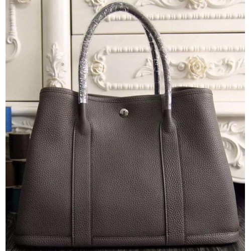 Hermes Garden Party 36cm 30cm Tote Bag Cuero Original Gris Oscuro