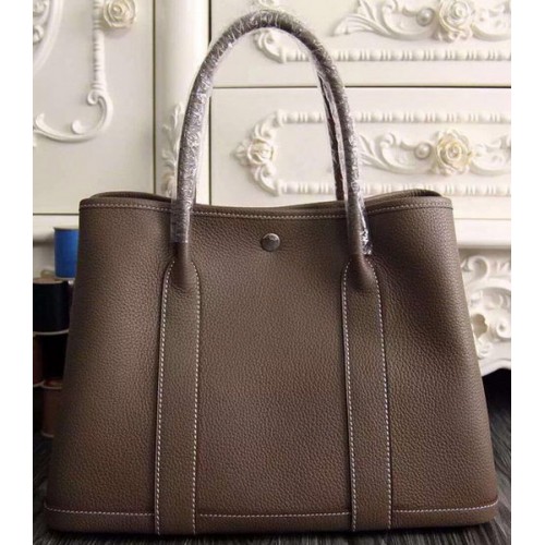 Hermes Garden Party 36cm 30cm Tote Bag Cuero Original Gris