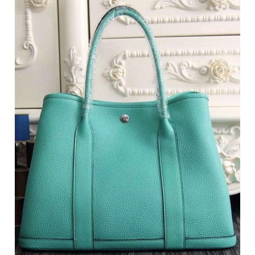 Hermes Garden Party 36cm 30cm Tote Bag Cuero Original Verde Claro