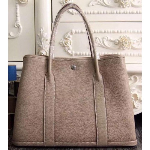 Hermes Garden Party 36cm 30cm Tote Bag Cuero Original Gris Claro