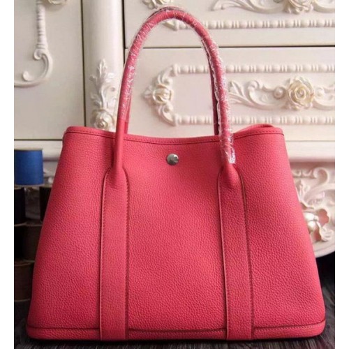 Hermes Garden Party 36cm 30cm Tote Bag Cuero Original Rojo Claro