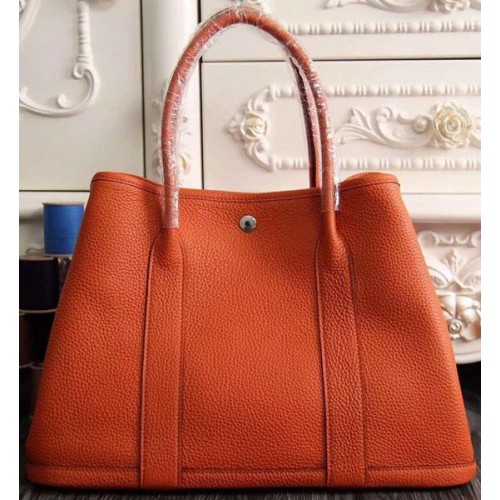 Hermes Garden Party 36cm 30cm Tote Bag Cuero Original Naranja
