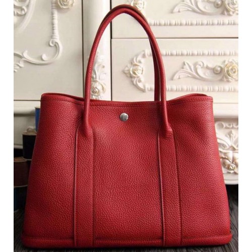 Hermes Garden Party 36cm 30cm Tote Bag Cuero Original Rojo